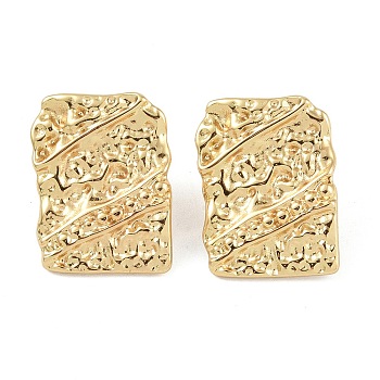 304 Stainless Steel Studs Earrings, Jewely for Women, Golden, Rectangle, 23x17.5mm
