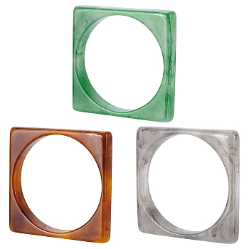 3Pcs 3 Colors Acrylic Bangles, Imitation Marble Bangles, Mixed Color, Inner Diameter: 2-1/2 inch(6.3cm), 1pc/color