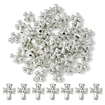 Tibetan Style Alloy Beads, Cross, Antique Silver, 10x8x4.2mm, Hole: 2mm