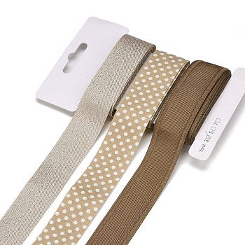 9 Yards 3 Styles Polyester Ribbon, for DIY Handmade Craft, Hair Bowknots and Gift Decoration, Ginger Color Palette, Light Khaki, 1~1-1/8 inch(25~28mm), about 3 yards/style