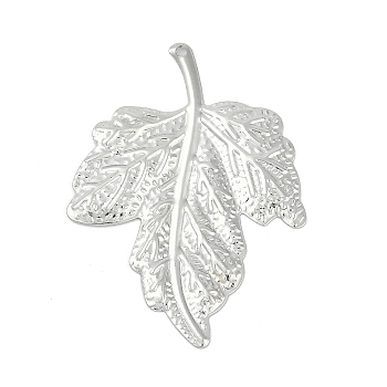 Iron Pendants, Leaf, Platinum, 42.5x31.5x1.5mm, Hole: 1.4mm