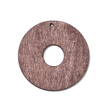 Spray Painted Wood Pendants, Walnut Wood Tone Disc Charms, Rosy Brown, 41x2.5mm, Hole: 1.6mm