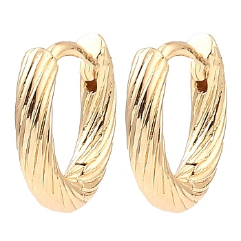 Brass Hoop Earrings, Twist Ring, Light Gold, 11.5x13x2.5mm