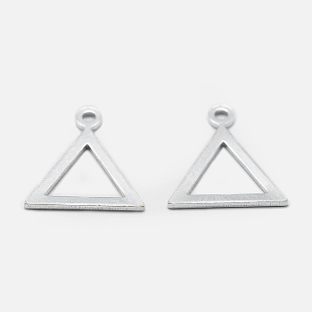 925 Sterling Silver Charms, Triangle, Silver, 11x10x0.5mm, Hole: 1mm