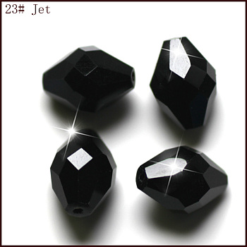 Imitation Austrian Crystal Beads, Grade AAA, Faceted, Bicone, Black, 6x9.5mm, Hole: 0.7~0.9mm