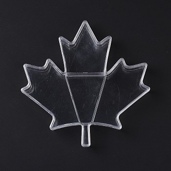 4 Grids Transparent Plastic Box, Maple Leaf Bead Containers for Small Jewelry and Beads, Clear, 17.7x17.8x2.55cm, Inner Diameter: 28~97x8~60.5x1.5mm