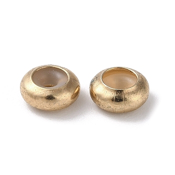 Brass Spacer Beads, with Silicone Inside, Slider Beads, Stopper Beads, Rondelle, Light Gold, 7x3mm, Hole: 2mm