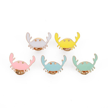 Cute Crab Enamel Pin, Animal Brass Enamel Brooch for Backpack Clothes, Nickel Free, Mixed Color, Golden, 15x21mm