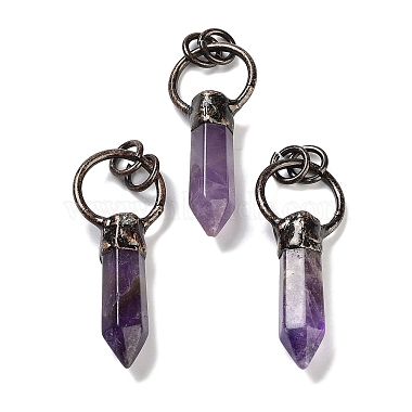 Red Copper Bullet Amethyst Pendants