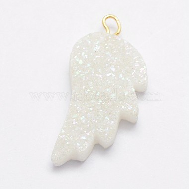 Real Gold Plated White Wing Quartz Crystal Pendants