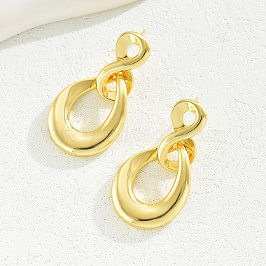 Fashionable Vintage Geometric Symbol Irregular Teardrop Brass Dangle Stud Earrings(IJ5546)-2