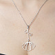 201 Stainless Steel Hollow Leaf Pendant Necklace(NJEW-OY001-54)-1