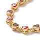 Enamel Evil Eye & Cubic Zirconia Heart Link Chain Bracelet(BJEW-H555-01D)-2