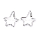 Non-Tarnish 304 Stainless Steel Screw Carabiner Lock Charms, for Necklaces Making, Quick Links, Star, Stainless Steel Color, 35.5~36x30.5x4mm, Screw: 7x4mm(STAS-K192-05P)