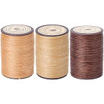 3 Roll 3 Colors Flat Waxed Polyester Thread String, Micro Macrame Cord, for Leather Sewing Stitching, Mixed Color, 0.8x0.3mm, about 109.36 yards(100m)/roll, 1 roll/color(YC-CL0001-01A)