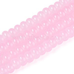 Imitation Jade Glass Beads, Transparent Baking Paint Rondelle Beads, Pearl Pink, 8~8.5x4.5~5mm, Hole: 1.2mm, about 159~164pcs/strand, 30.71~31.50 inch(78~80cm)(DGLA-ZX002-8mm-02E)