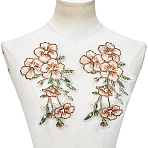 2Pcs Flower Clothing Patches, with Plastic Pearl & Paillette, Floral White, 215x140x0.2~4mm(DIY-GF0012-86B)