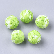 Resin Beads, Imitation Gemstone Chips Style, Round, Lime, 20mm, Hole: 2.5mm(RESI-T026-20mm-03)