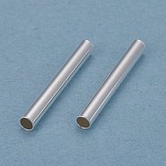 Brass Tube Beads, Long-Lasting Plated, Tube, 925 Sterling Silver Plated, 20x2.5mm, Hole: 2mm(KK-Y003-73G-S)