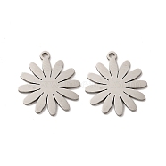 201 Stainless Steel Pendants, Flower Charms, Stainless Steel Color, 19x16.8x0.9mm, Hole: 1.4mm(STAS-K251-066P)