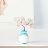 Resin Vase with Natural Rose Quartz Tree Ornaments, for Home Car Desk Display Decorations, 40x60mm(BOHO-PW0001-086B-02)