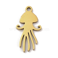 201 Stainless Steel Pendants, Laser Cut, Sea Animal Charm, Golden, Jellyfish, 19x9.5x1mm, Hole: 1.5mm(STAS-U016-08G-04)