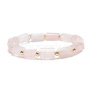 Natural Rose Quartz Column Beaded Stretch Bracelet, Gemstone Jewelry for Women, Inner Diameter: 2-1/8 inch(5.4cm)(BJEW-JB08596-02)