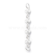 925 Sterling Silver Cubic Zirconia Big Pendants, Heart, 925 Sterling Silver Plated, 51x6x2mm(STER-Q001-04S)