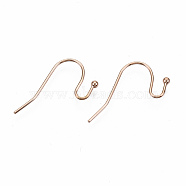 304 Stainless Steel Earring Hooks, Ear Wire, Cadmium Free & Nickel Free & Lead Free, Rose Gold, 11x21mm, Pin: 0.7mm(X-STAS-S111-005RG-NR)