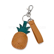 DIY Pineapple Keychain Kits, Including PU Leather, Cotton, Cotton Thread and Iron Findings, Orange, 52x46x1.5mm, Hole: 1mm(DIY-A009-04)