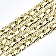 Aluminium Curb Chains, Unwelded, with Spool, Golden, 9x5.5x1mm, about 164.04 Feet(50m)/roll(CHA-T001-31G)