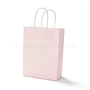Rectangle Paper Bags, with Handles, for Gift Bags and Shopping Bags, Misty Rose, 22x16x7.9cm, Fold: 22x16x0.2cm(CARB-F010-01C)