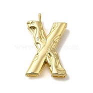 Rack Plating Brass Pendants, Long-Lasting Plated, Cadmium Free & Lead Free, Real 18K Gold Plated, Letter X, 26x16.5x4.8mm, Hole: 2.5x2.8mm(KK-I721-02G-X)