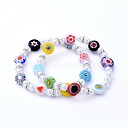 Stretch Bracelets, with Glass Seed Beads, Acrylic Imitation Pearl Beads and Brass Rhinestone Spacer Beads, Colorful, Inner Diameter: 2-1/8 inch(5.3cm)(BJEW-JB05241)
