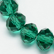 Handmade Glass Beads, Faceted Rondelle, Sea Green, 14x10mm, Hole: 1mm, about 60pcs/strand(GR10X14MMY-68)