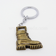 Personalized Keychain, Iron jump ring with Alloy Pendants, Boots, Antique Bronze, 95mm(KEYC-K001-06AB)