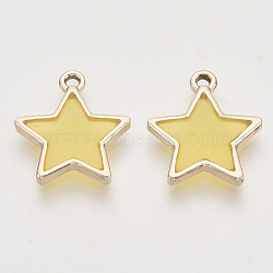 Epoxy Resin Pendants, with Light Gold Alloy Open Back Settings, Star, Gold, 19x16.5x2.5mm, Hole: 1.5mm(RESI-S386-001B)