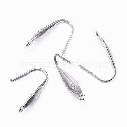 Tarnish Resistant 316 Surgical Stainless Steel Earring Hooks, Ear Wire, with Vertical Loop, Stainless Steel Color, 19.5x4.5x1mm, 18 Gauge, Hole: 1.2mm(STAS-H392-03P)