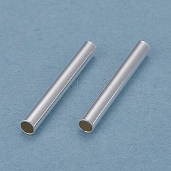 Brass Tube Beads, Long-Lasting Plated, Tube, 925 Sterling Silver Plated, 20x2.5mm, Hole: 2mm(KK-Y003-73G-S)