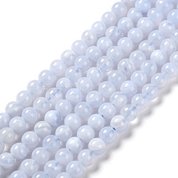 Grade AA Natural Blue Lace Agate Beads Strands, Round, 4mm, Hole: 1mm, about 98pcs/strand, 15.3 inch(G-F222-30-4mm)