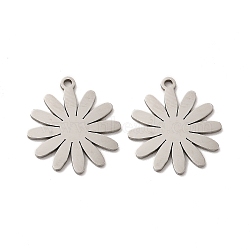 Non-Tarnish 201 Stainless Steel Pendants, Flower Charms, Stainless Steel Color, 19x16.8x0.9mm, Hole: 1.4mm(STAS-K251-066P)