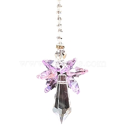 Glass Angel Pendant Decorations, Hanging Suncatchers, for Home Decoration, Plum, 180~200mm(HJEW-PW0002-03B)