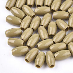 Acrylic European Beads, Large Hole Beads, Oval, Dark Khaki, 12x7mm, Hole: 4mm, about 1700pcs/500g(SACR-T344-08B)