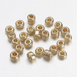 Electroplate Glass Seed Beads, 12/0, Rondelle, Pale Goldenrod, 2x2mm, Hole: 0.5mm, 4000pcs/50g(X-SEED-Q003-1)