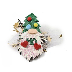 Christmas Theme Glitter Felt Fabric Alligator Hair Clip, with Iron Clip, Christmas Tree, 85x86x12mm(PHAR-U002-01K)