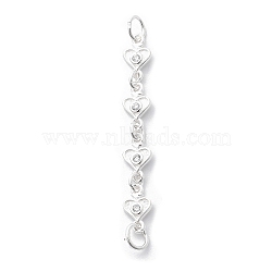 925 Sterling Silver Cubic Zirconia Big Pendants, Heart, 925 Sterling Silver Plated, 51x6x2mm(STER-Q001-04S)