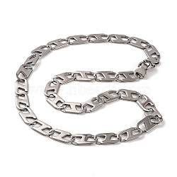 201 Stainless Steel Oval Mariner Link Chain Necklace, with 304 Stainless Steel Clasps, Stainless Steel Color, 22.28 inch(56.6cm)(NJEW-F222-37P-03)