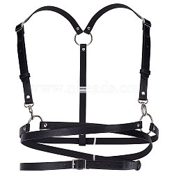 Adjustable Retro Imitation Leather Y-Shaped Heavy Duty Suspenders, with Alloy & Iron Findings, Black, 2430x15x2mm(AJEW-WH0314-94)