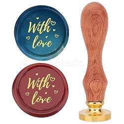 Brass Wax Seal Stamps with Rosewood Handle, for DIY Scrapbooking, Word, 25mm(AJEW-WH0412-0061)