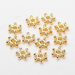 ABS Electroplated Snowflake Plastic Spacer Beads, Golden, 7x2mm, Hole: 1.5mm(X-KY-I002-02A)
